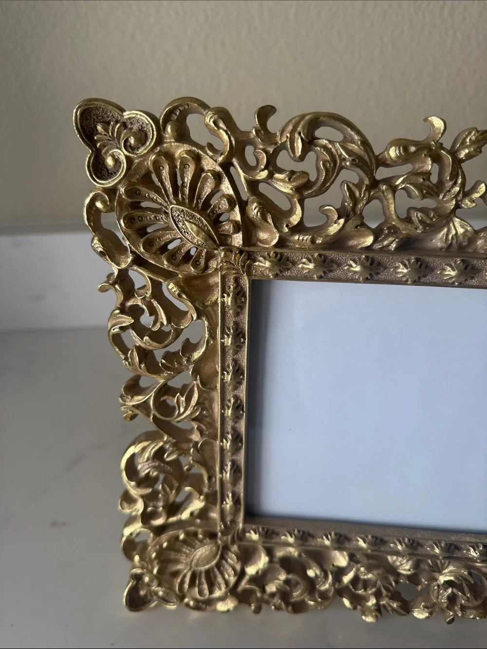 Gold Tone Picture Frame with Glass